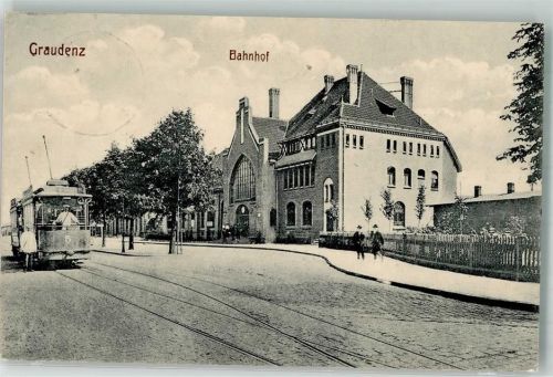 Graudenz 1915 Bahnhof Straßenbahn