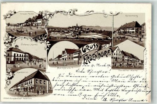 92681 W8488 Erbendorf 1907 Lithographie Unterer Markt Marktplatz Kaiserberg Vorderer Markt