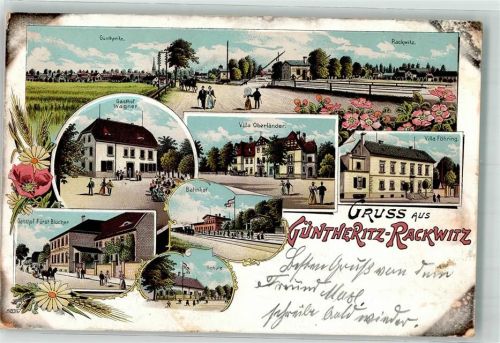 Rackwitz 1906 Güntheritz Villa Oberländer Gasthaus Wagner Bahnhof Villa Föhring