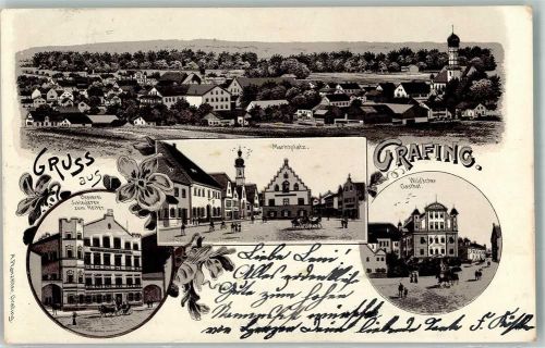 Grafing 1901 Brauerei Schlederer zum Reiter Marktplatz Gasthaus Wild