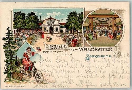 Schkeuditz 1900 Gasthaus Waldkater Alfred Schmidt Fahrrad