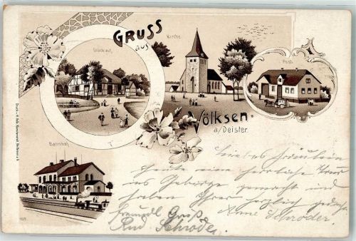 Völksen 1902 Bahnhof Glück auf Post Bahnpost Hannover-