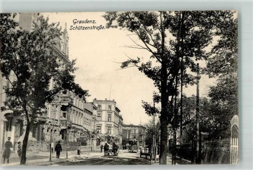 Graudenz 1915 Schützenstraße Straßenbahn