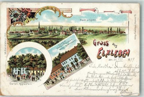 Elxleben 1899 Gasthaus König von Preussen Gartenwirtschaft Bahnpost Erfurt Zg. 448