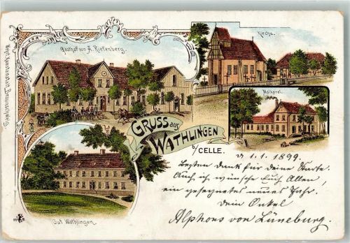 29339 W3101 Wathlingen 1899 Lithographie Gut Wathlingen Gasthaus Riefenberg Molkerei