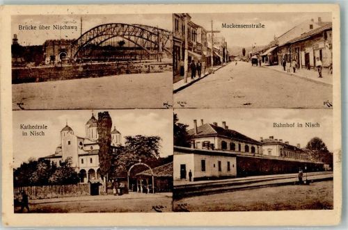 Nis Brücke ü. Nischawa Kathedrale Bahnhof Mackensenstraße