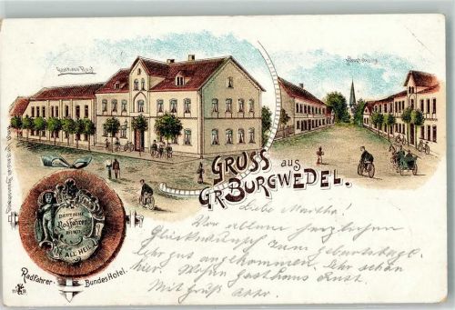 Großburgwedel 1902 Hauptstraße Gasthaus Rust Radfahrer-Bundeshotel