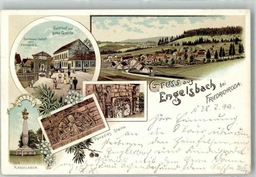 Engelsbach 1899 Der Kandelaber Gasthaus zur guten Quelle Paradies-Steine