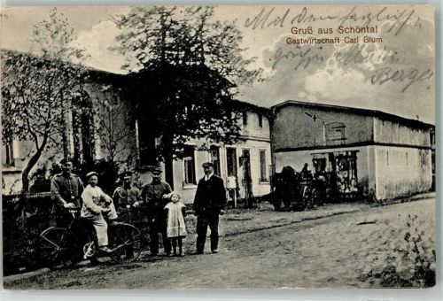 Schöntal bei Graudenz 1915 Gasthaus Carl Blum Fahrrad