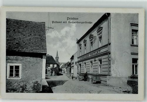 Priebus Postamt mit Rothenburgerstraße