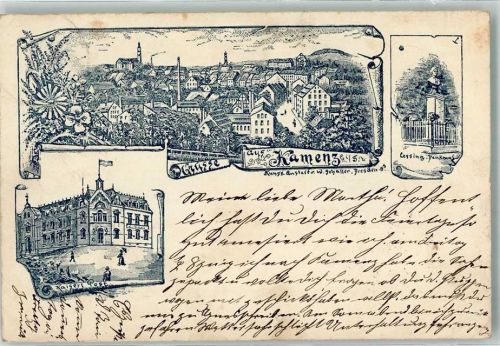 Kamenz 1894 Vorläufer Lessing-Denkmal Kaiserl. Post