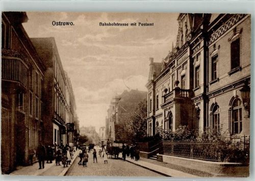 Ostrowo 1918 Bahnhofstraße Postamt
