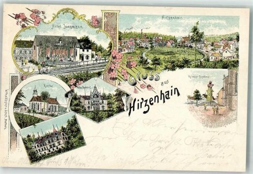 Hirzenhain 1904 Hotel Jungmann Villa Buderus Kaiser-Denkmal Bahnpoststempel