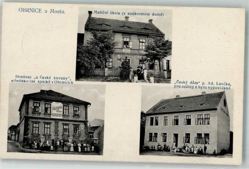 Obrnice 1919 Gasthaus zur böhmischen Krone Maticni Schule