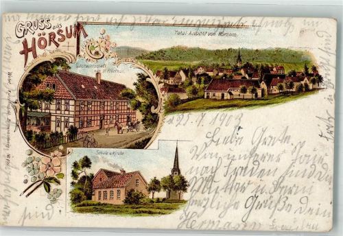 Hörsum 1903 Schule Kirche Gasthaus Pförtner