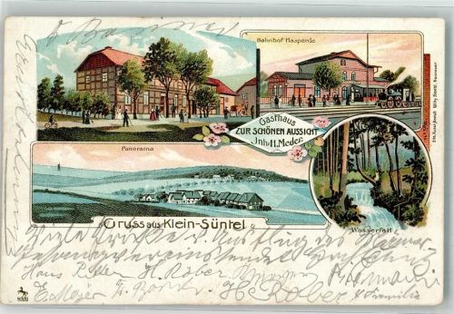Klein Süntel 1906 Bahnhof Gasthaus zur schönen Aussicht Wasserfall