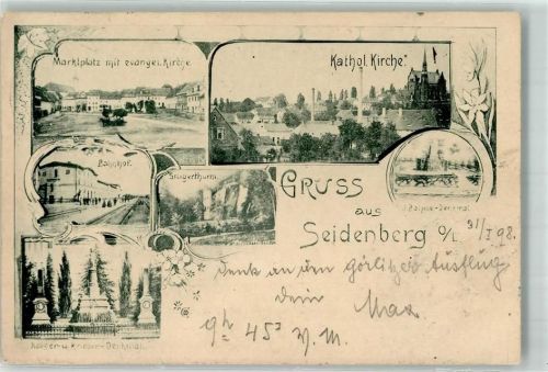 Seidenberg 1898 Bahnhof Steigerturm Kath. Kirche Marktplatz Ev. Kirche