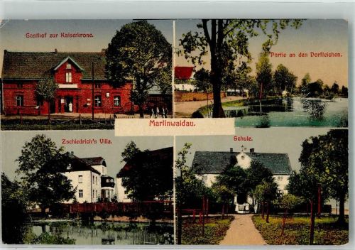 Bunzlau 1920 Martinwaldau Gasthaus zur Kaiserkrone Zschiedrich`s Villa Schule