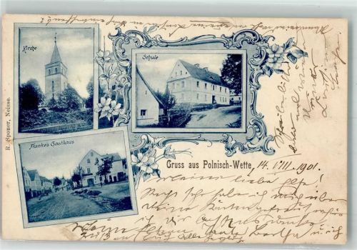Alt-Wette Polski Swietów 1901 - Schule Kirche Gasthaus Franke