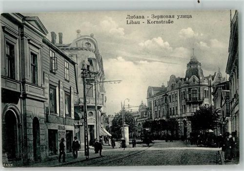 Libau Kornstraße Litfaßsäule Straßenbahn