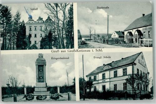 Kotzenau Schloss Dorfstraße Ev. Schule Kriegerdenkmal