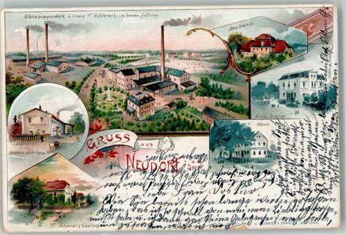 Neudorf 1901 Stanzpappenwerk Schlerath Beamten-Wohnhaus Gasthaus Schmidt Neues und Altes Schloß