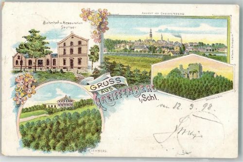 Greiffenberg Gryfow Slaski 1898 Lithographie Bahnhof Gasthaus seeliger