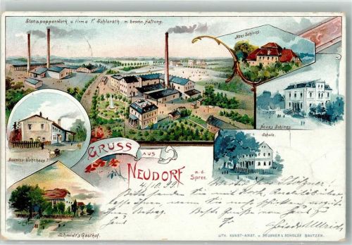 Neudorf 1899 Neues Schloß Gasthaus Schmidt Altes Schloß Stanzpappenfabrik Schlerath