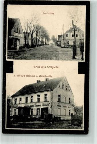 Weigwitz 1915 Bahnpost Breslau-Mittelwalde Zug 518 Bäckerei Scholz