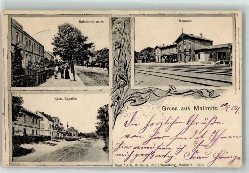 Mallmitz 1904 Bahnpost Zug 233 Bahnhof Bahnhofstrasse