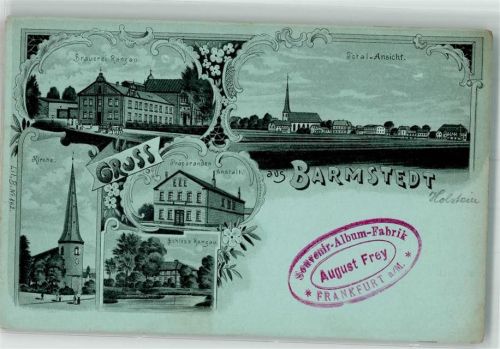 25355 W2202 Barmstedt Lithographie Brauerei Ranzau Präparanden-Anstalt Schloß Ranzau Stempel August Frey Souvenir-Album-Fabrik