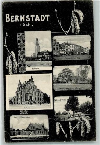 Bernstadt 1908 Rathaus Postamt Städt. Schlachthaus
