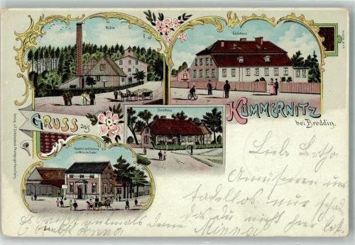 39539 O3521 Kümmernitz 1901 Lithographie Gutshaus Mühle Gasthaus zur Erholung Forsthaus