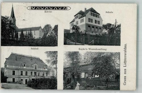 Bunzlau 1911 Lichtenwaldau Schule Schloss Warenhandlung Rapke
