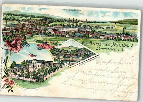 Ebersbach 1908 Gasthaus Etablissement Hainberg Bahnhof mit Haine