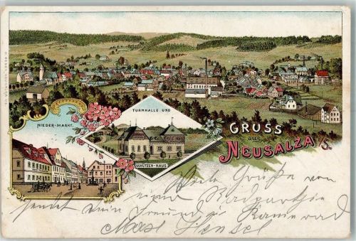 Neusalza-Spremberg 1904 Niedermarkt Schützenhaus u. Turnhalle