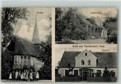 Teschendorf Cieszyno Gasthaus Pastorhaus Kirche