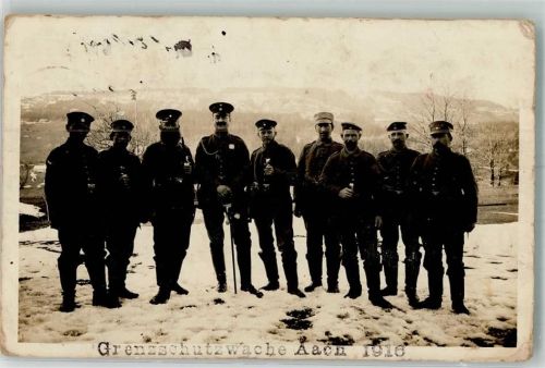 87534 W8974 Aach i Allgäu 1916 Privatfoto AK Grenzschutzwache Aach Winter