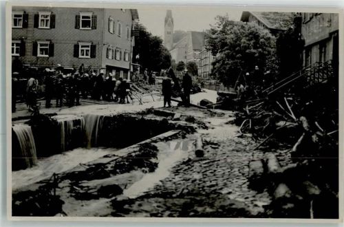 88239 W7988 Weiler im Allgäu Foto AK Hochwasserkatastrphe 11.7. 1932 Hauptstraße Kaufhaus Gind Ort handschriftlich