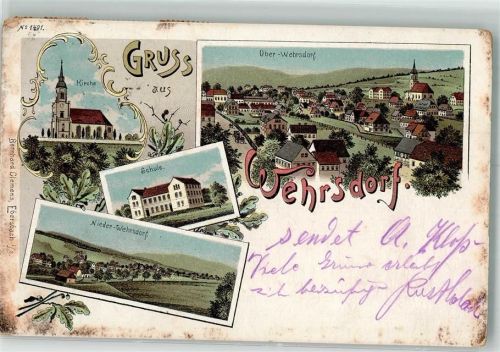 Wehrsdorf 1921 Kirche Schule Nieder-Wehrsdorf Ober-Wehrsdorf Inflationsporto