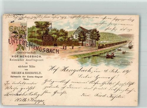 Eiserfeld 1908 Unter-Hengsbach Gasthaus Hof Hengsbach Eisenbahn