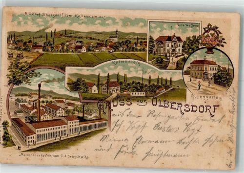 Olbersdorf 1899 Maschinenfabrik Gruschwitz Kaltenstein Villa Wagner Rosengarten