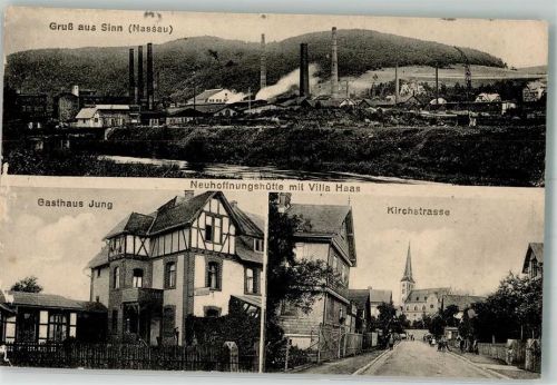 Sinn 1921 Neuhoffnungshütte Villa Haas Kirchstraße Gasthaus Jung Stempel AK-Archiv Deusing Inflationsporto