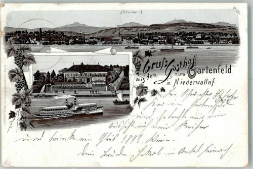 Niederwalluf 1899 Gasthaus Gartenfeld Rhein-Raddampfer