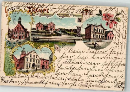 Krempe 1913 Hotel Kremper Hof Rathaus Buchdruckerei Caspars Ahsbahs-Stift