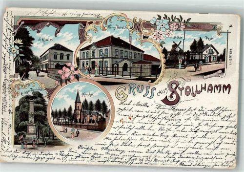 Stollhamm Kriegerdenkmal Schule Harms-Hotel Mühle Post Erh. II Eckmangel u. Stauchung