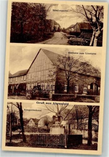 31020 W3216 Ahrenfeld - Dorfstraße Gasthaus zum Lönsturm Kriegerdenkmal