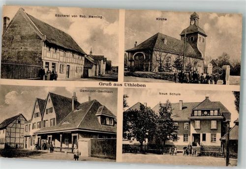 Uthleben 1917 Bäckerei Henning Kirche Gemeinde-Gasthaus Neue Schule Stauchung