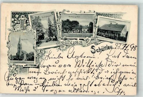 Schüttlau 1898 Gasthaus zur Post Ev. Kirche