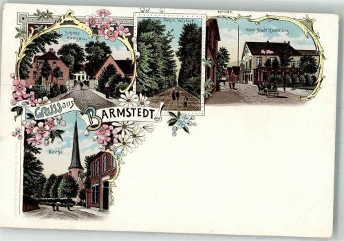 25355 W2202 Barmstedt Lithographie Schloß Ranzau Waldweg Hotel Stadt Hamburg Stempel Sammlung Hamburgersten-Meyer
